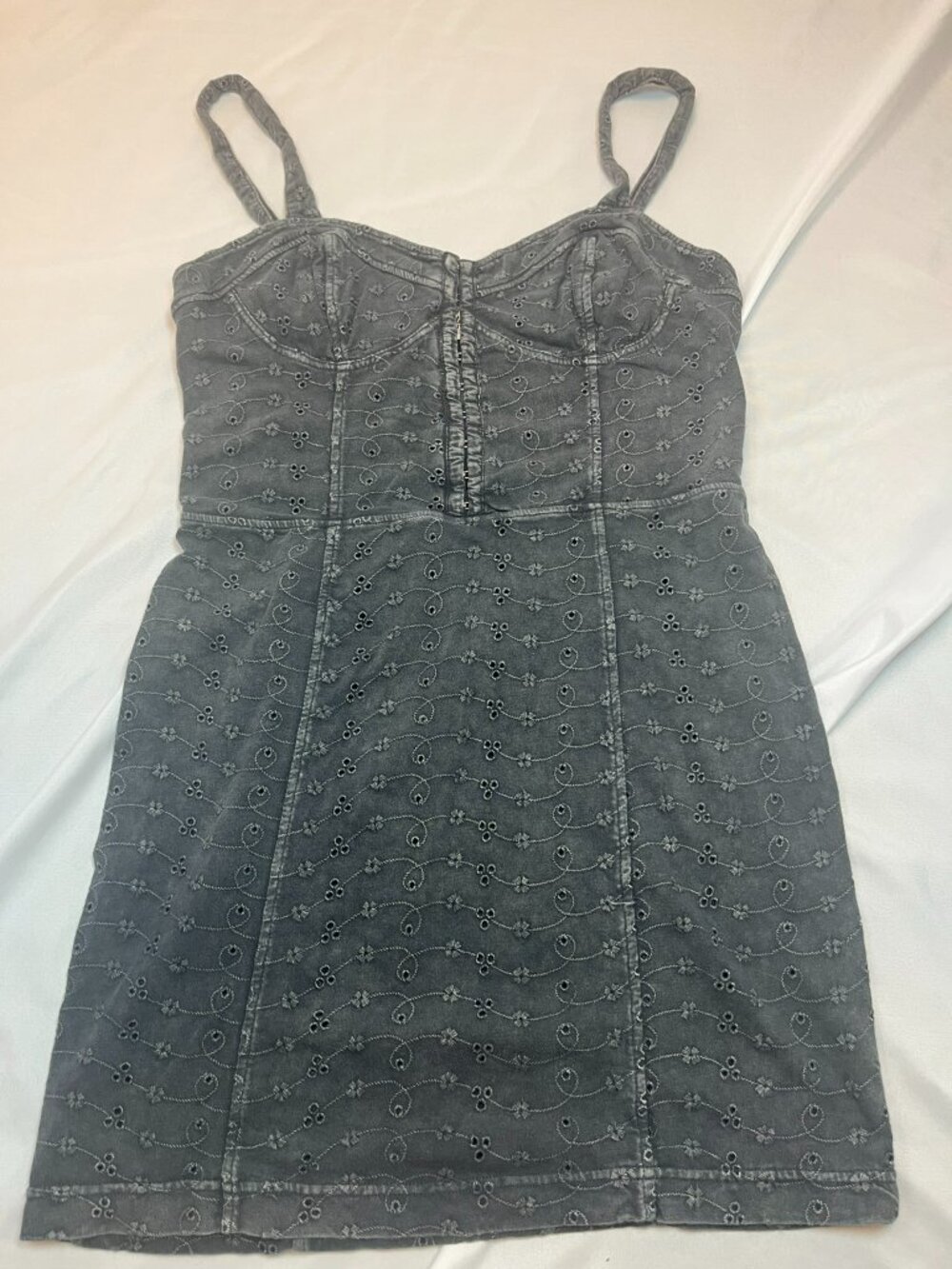 Free People Gray Eyelet Mini Dress